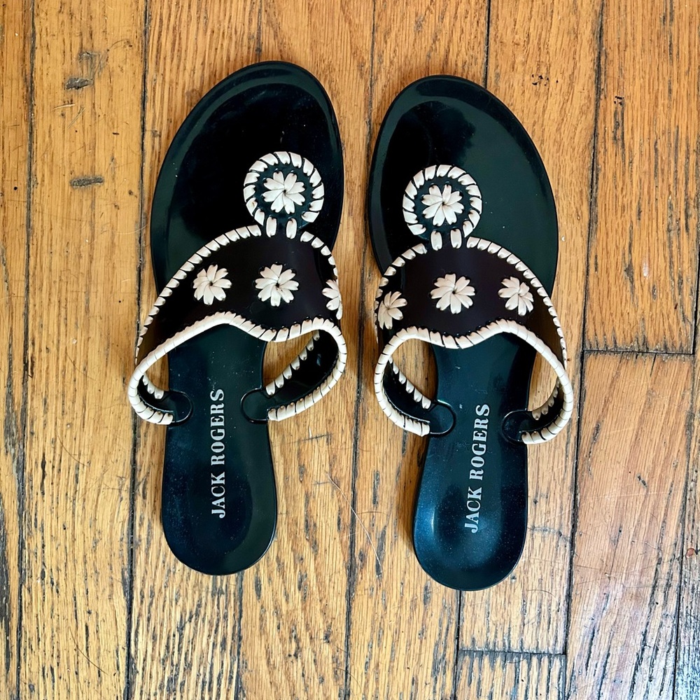 Jack Rogers Black and White Jelly Sandals Size 8